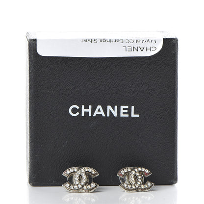 Chanel Crystal CC Earrings Silver 4 of 4