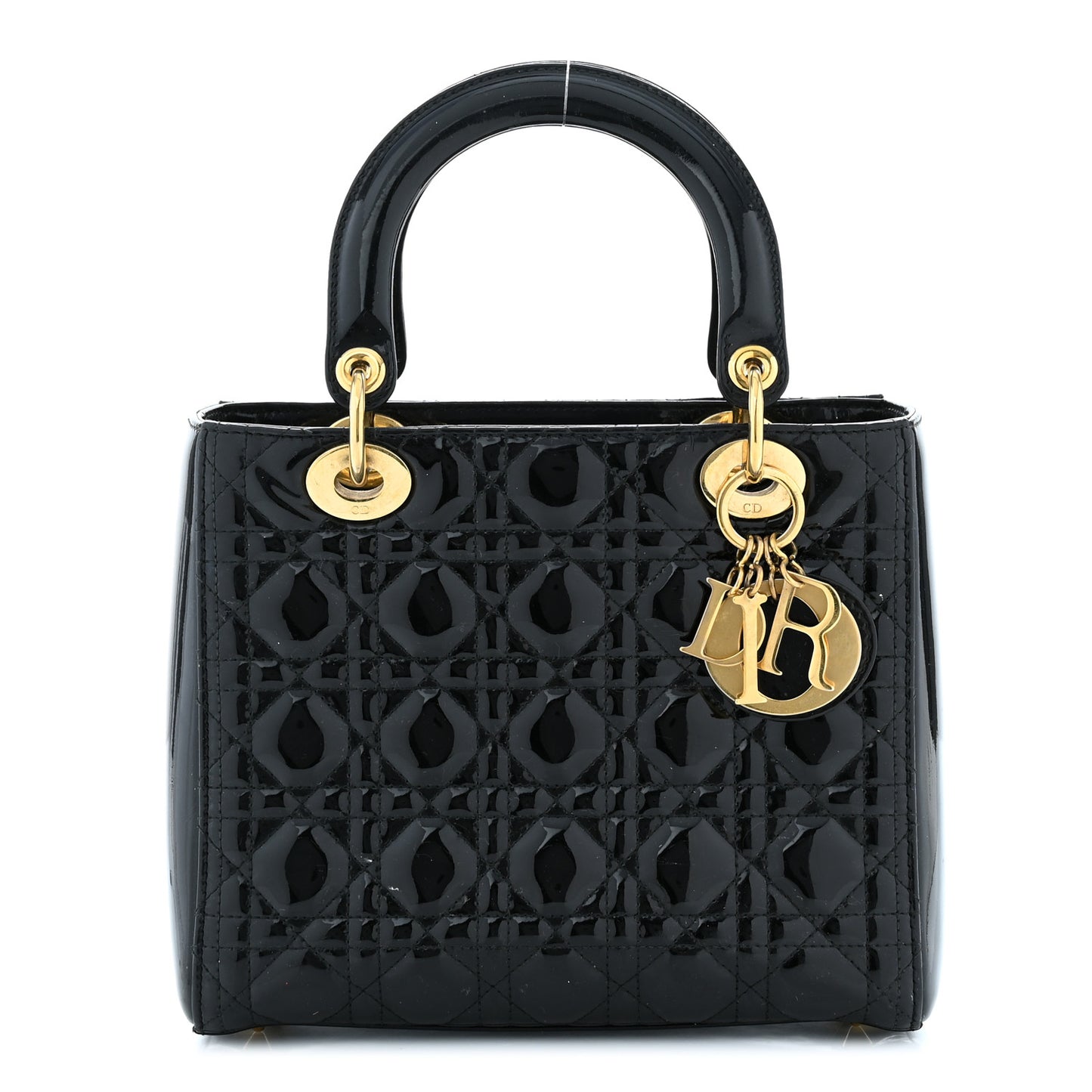 Patent Cannage Medium Lady Dior Black