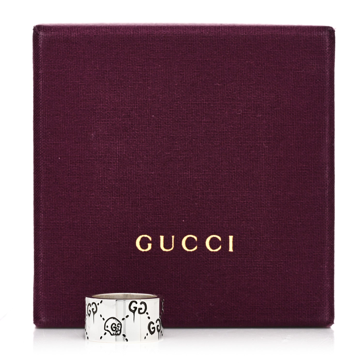 Gucci Sterling Silver GucciGhost Hamlet Skull Band Ring 54 7 7 of 7