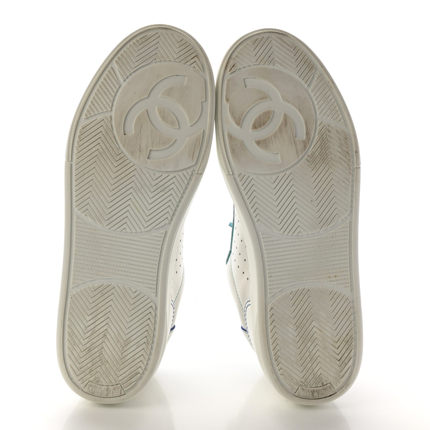 Calfskin Womens Logo Sneakers 40 White Blue