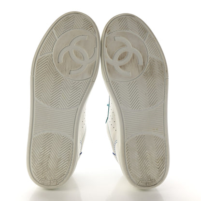 Chanel Calfskin Womens Logo Sneakers 40 White Blue 5 of 9