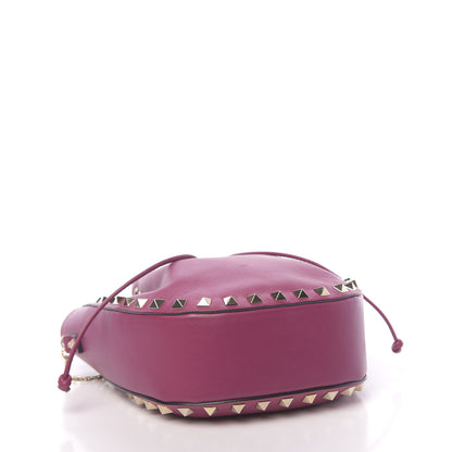 Valentino Garavani Vitello Mini Rockstud Chain Strap Bucket Bag Deep Cyclamin 4 of 9