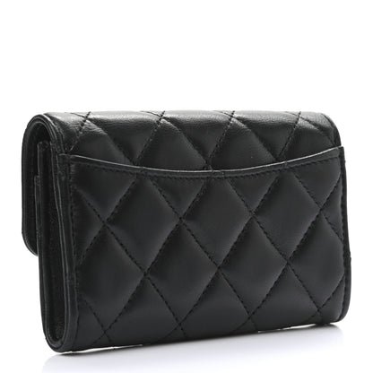 Chanel Lambskin Quilted Flap Card Holder Wallet Black 3 of 9