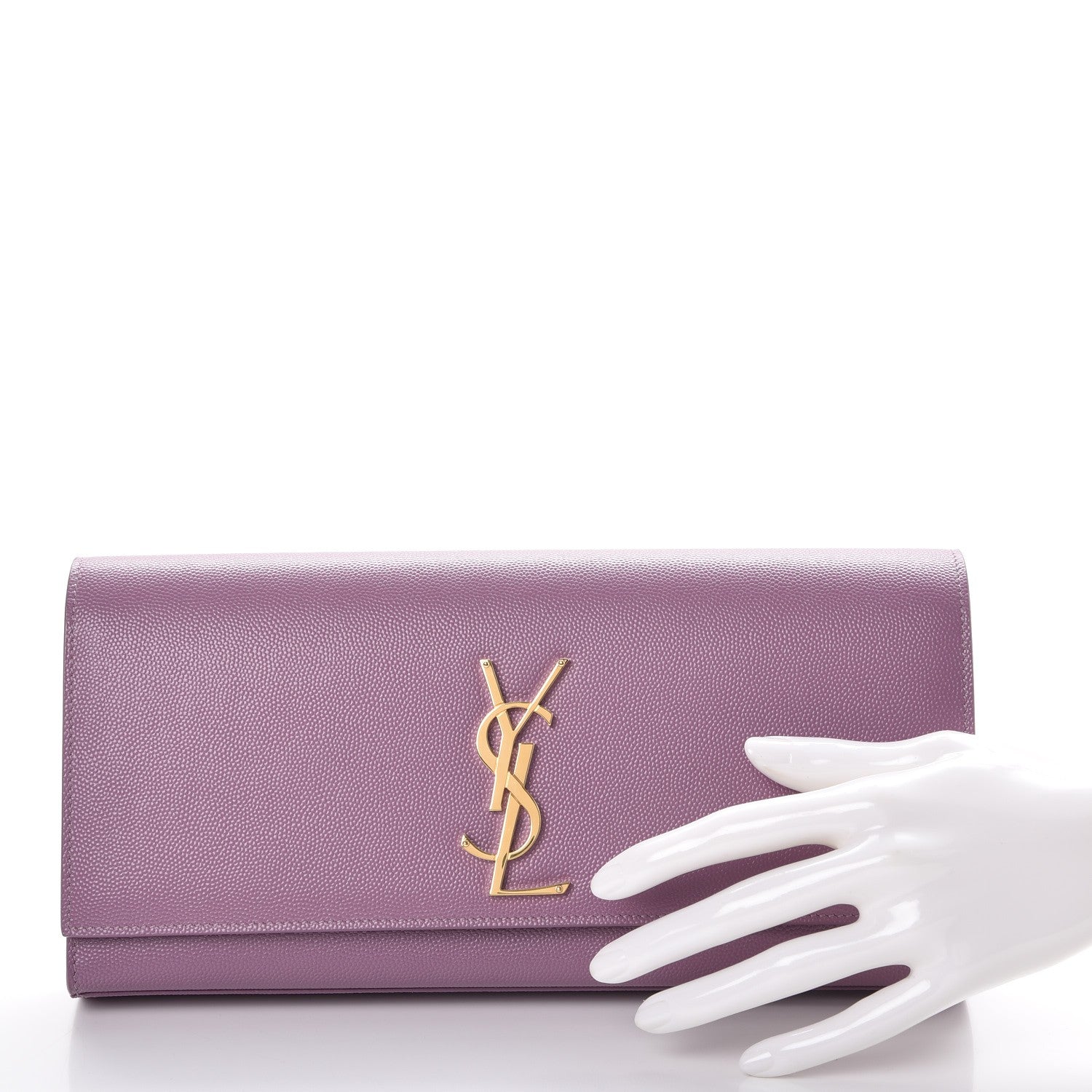 Saint Laurent Grain De Poudre Classic Monogram Cassandre Clutch Lilac 2 of 7