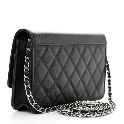 Chanel Grained Calfskin Quilted CC Box Wallet On Chain WOC Black 3 of 12