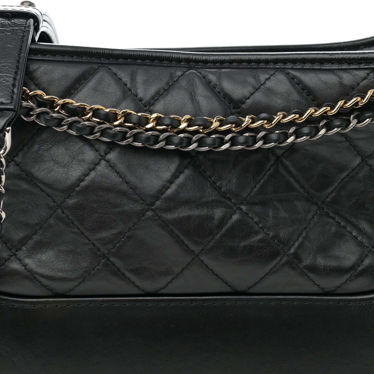 Chanel Aged Smooth Calfskin Quilted Medium Gabrielle Logo Hobo Black 8 of 10