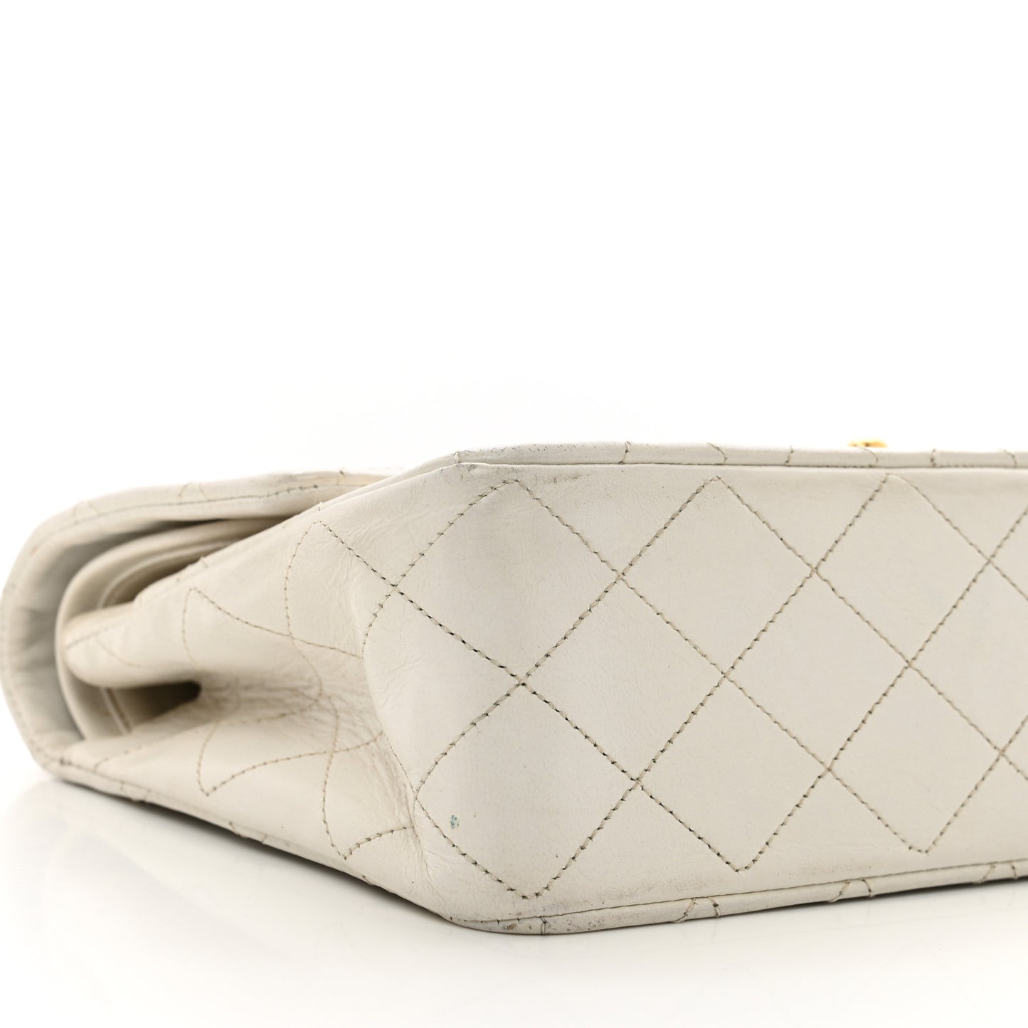 Lambskin Quilted Medium Double Flap White
