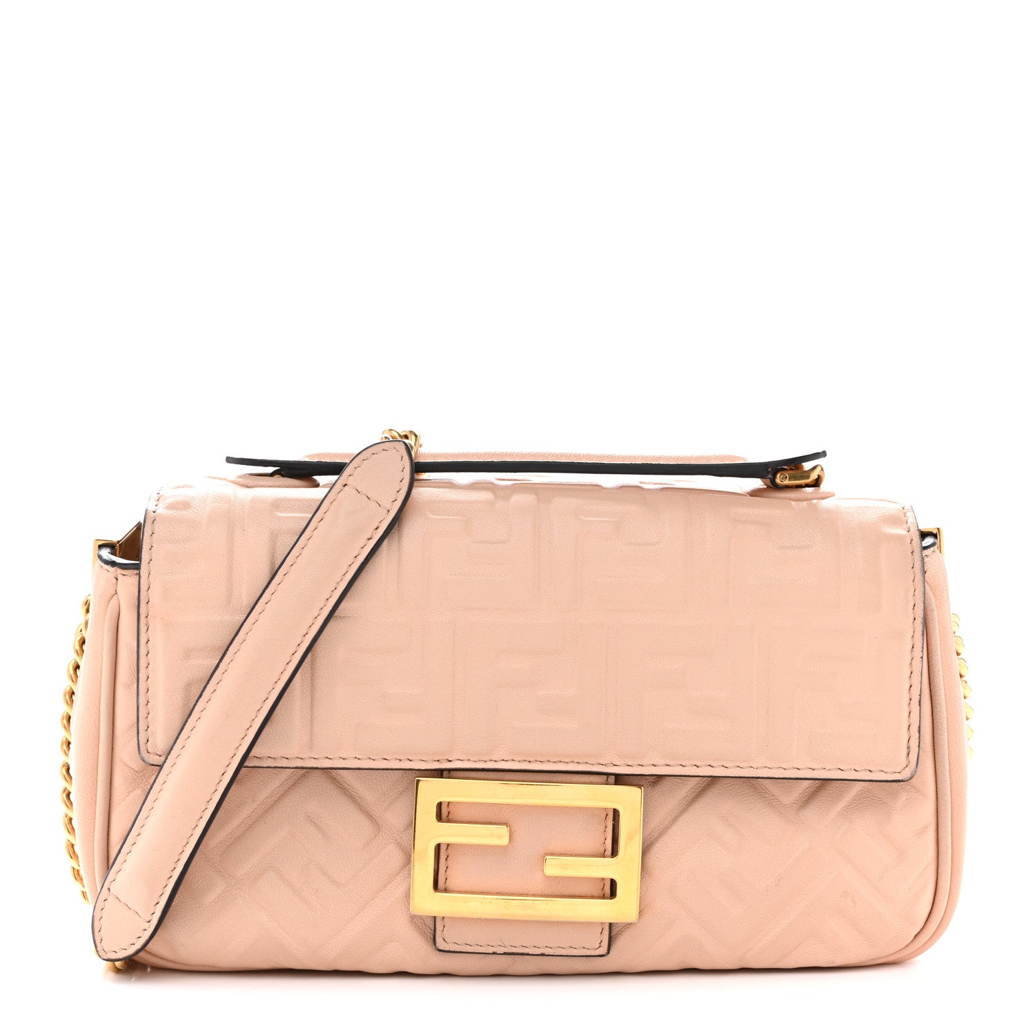 Fendi Nappa Small FF Embossed Midi Chain Baguette Light Rose 1 of 16