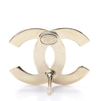 Chanel Crystal Metal CC Paris Button Stud Earrings Gold 4 of 5