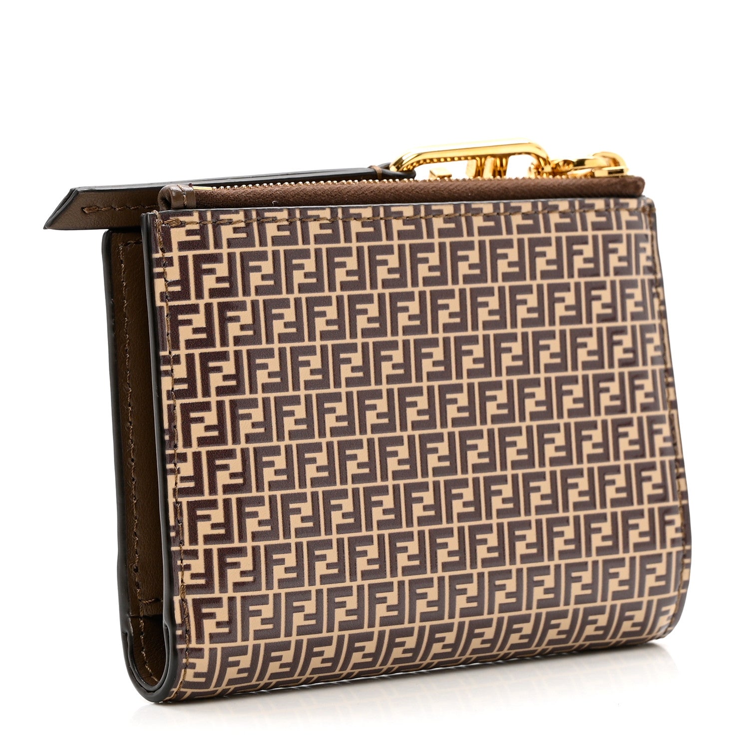 Fendi Vitello Liberty Micro FF Embossed Medium O'Lock Wallet Beige Amido Maya 3 of 7