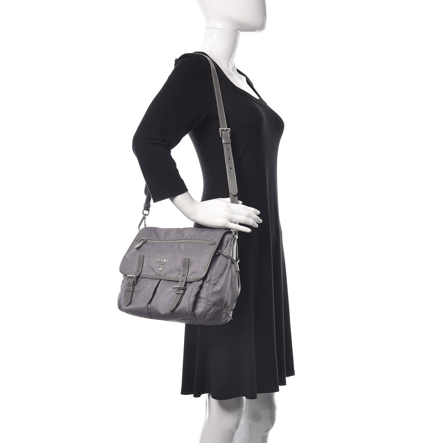 Prada Tessuto Nylon Vela Messenger Bag Grey 2 of 9