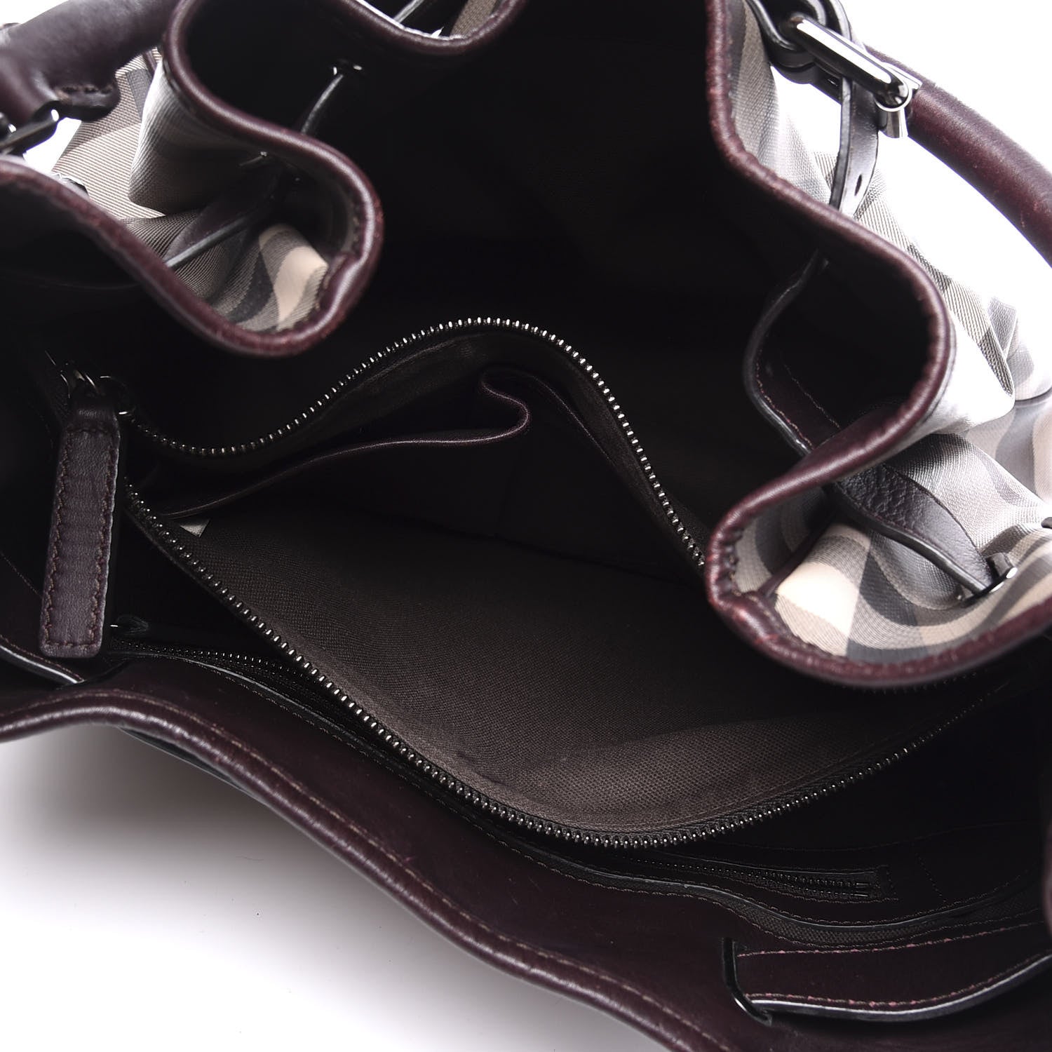 Burberry Smoked Check Medium Walden Belted Hobo Plum 4 of 8