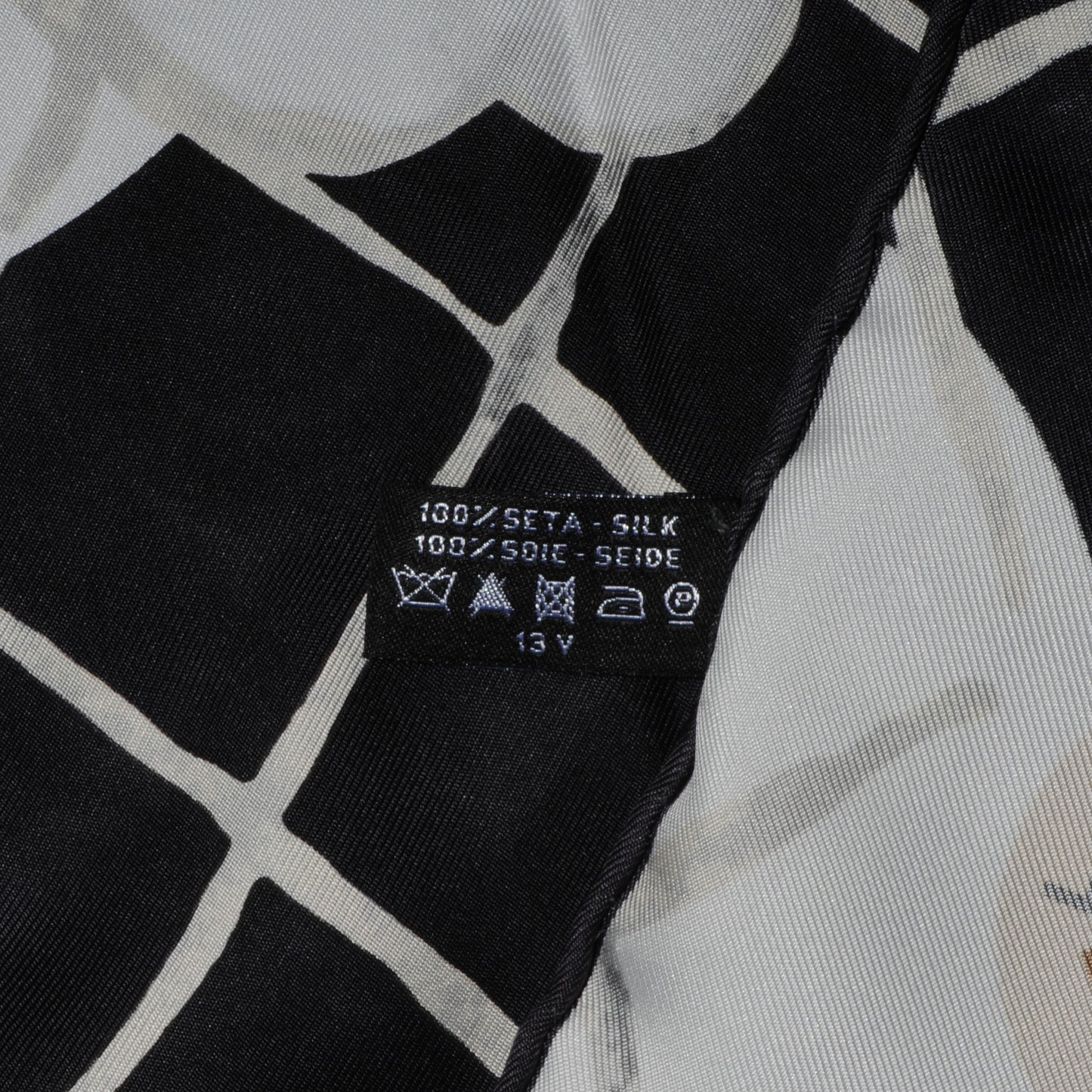 Silk CC Logo Camellia Scarf White Black