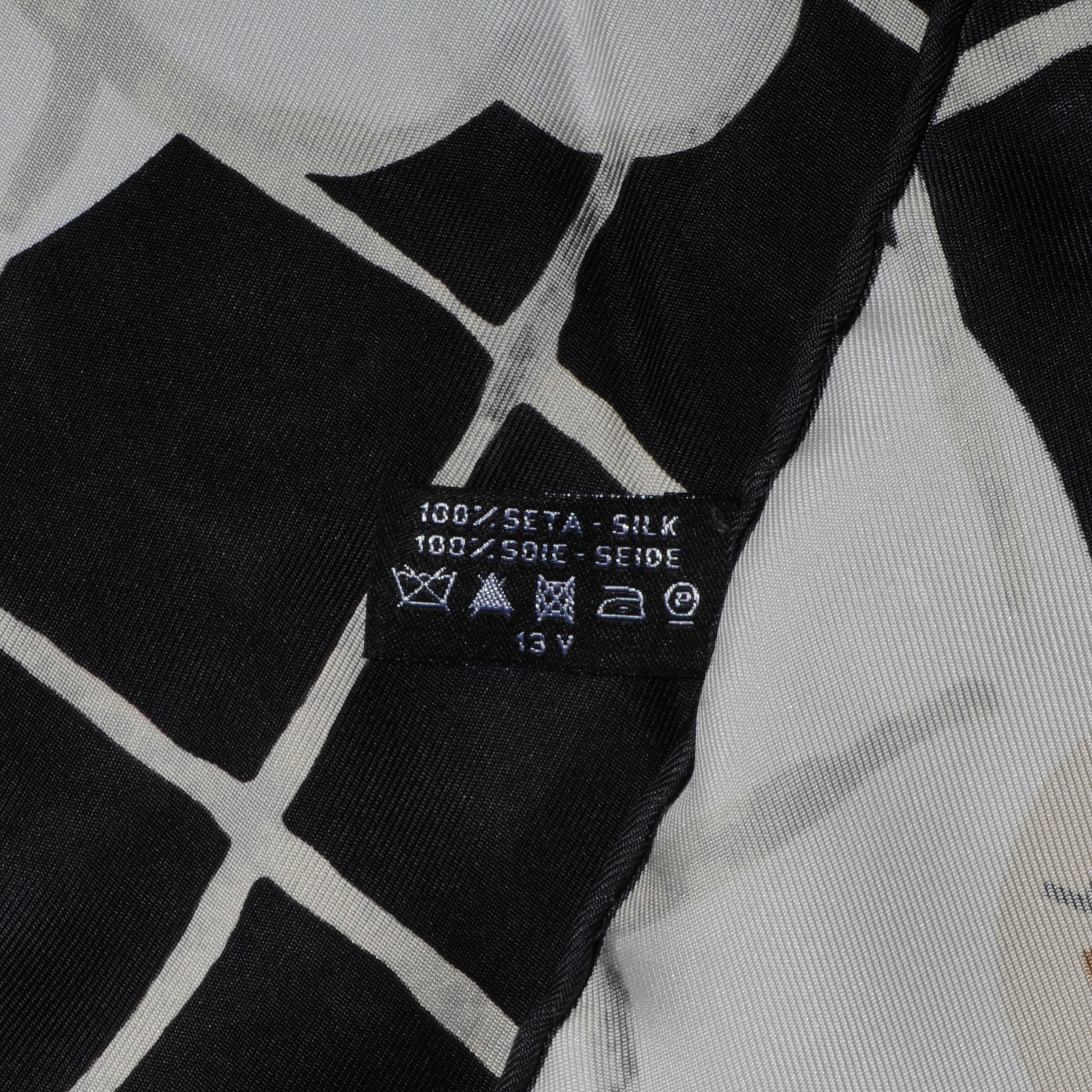 Chanel Silk CC Logo Camellia Scarf White Black 5 of 5