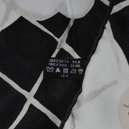 Chanel Silk CC Logo Camellia Scarf White Black 5 of 5