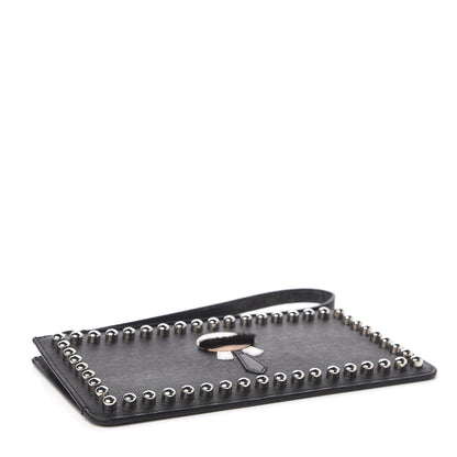 Fendi Vitello Elite Mink Fur Studded Karlito Zip Pouch Black 4 of 7