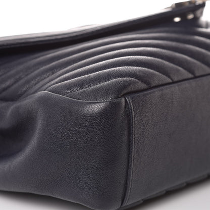 Saint Laurent Sheepskin Matelasse Chevron Monogram Large College Satchel Navy Blue 11 of 16