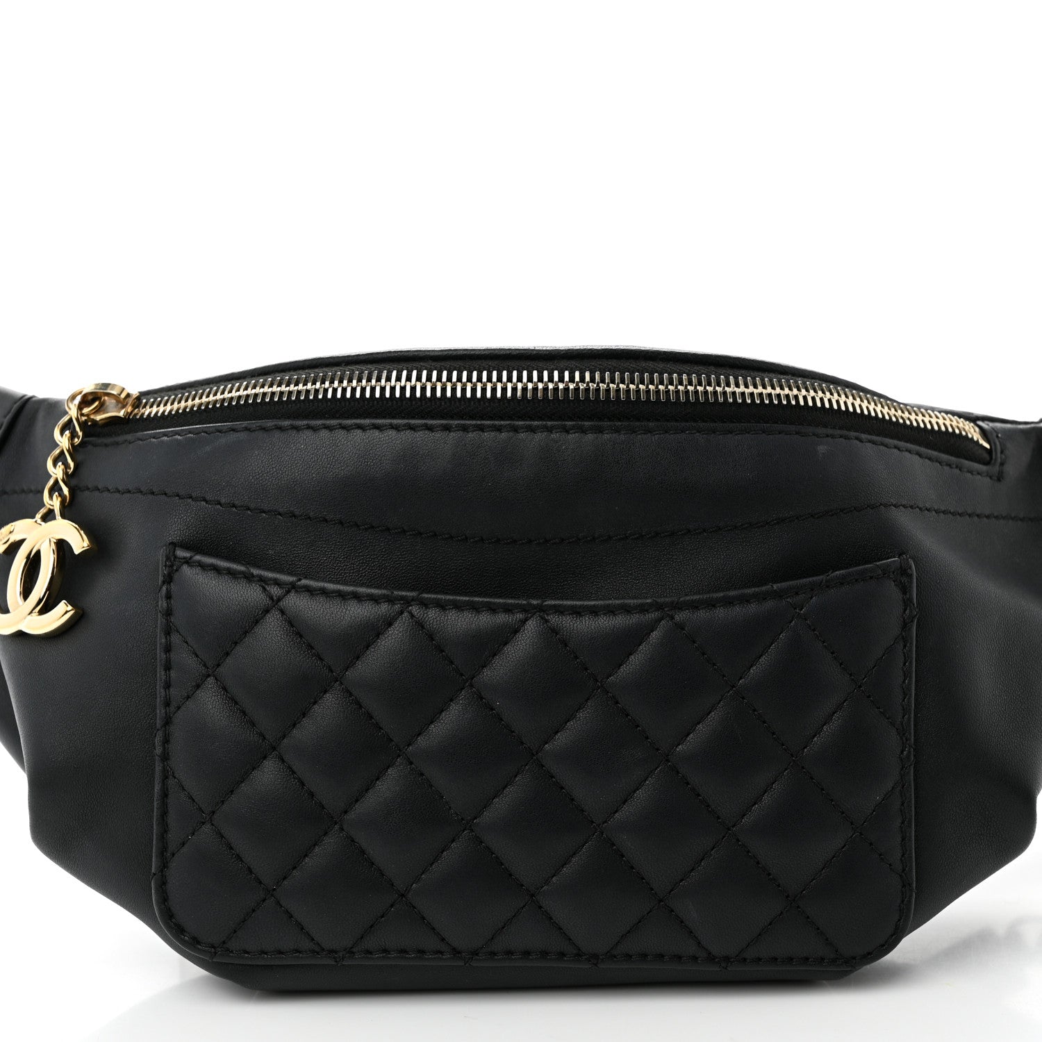 Chanel Lambskin Quilted Waist Bag Fanny Pack Black 8 of 12