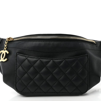 Chanel Lambskin Quilted Waist Bag Fanny Pack Black 8 of 12