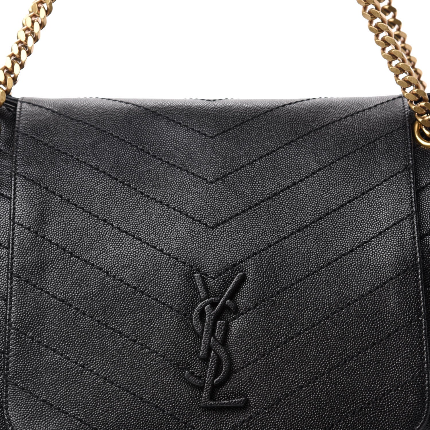 Saint Laurent Grain De Poudre Chevron Monogram Medium Nolita Black 10 of 10