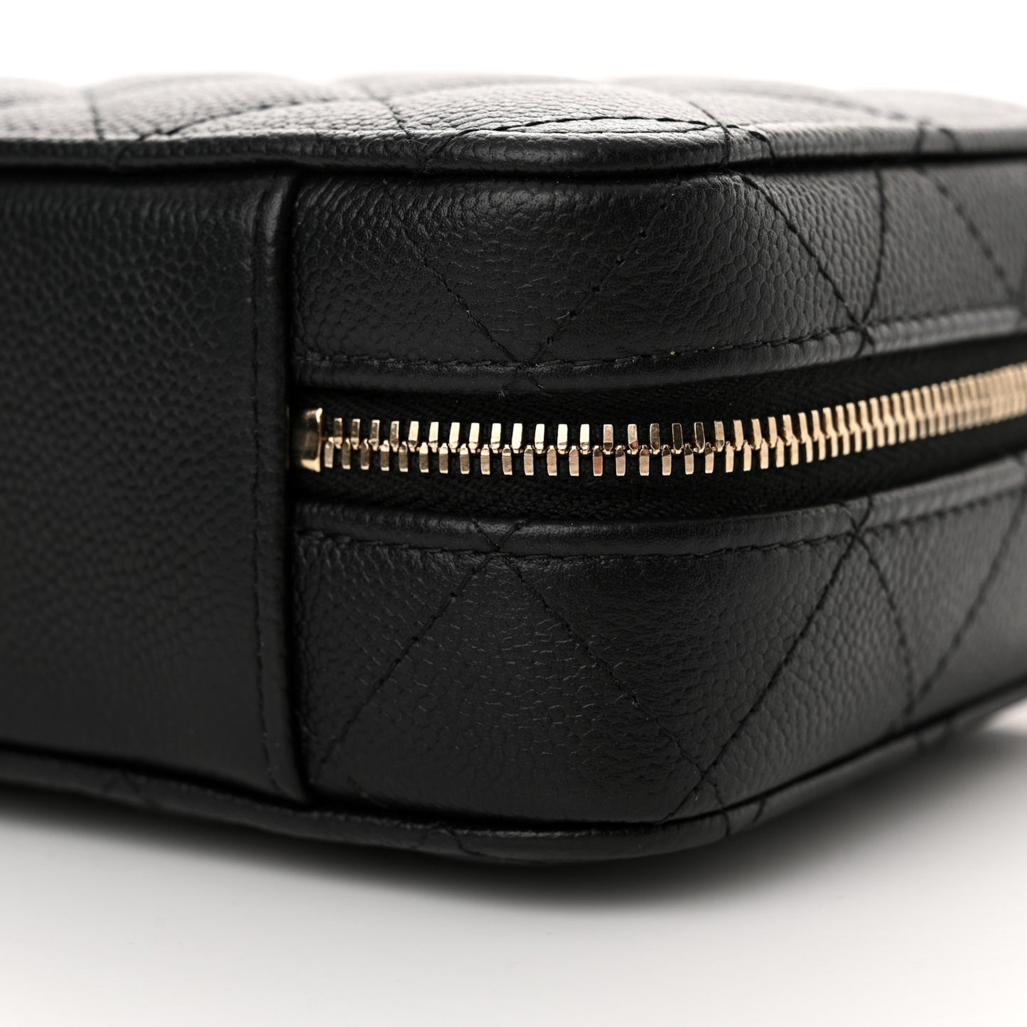 Caviar Quilted Top Handle Vanity Case Black