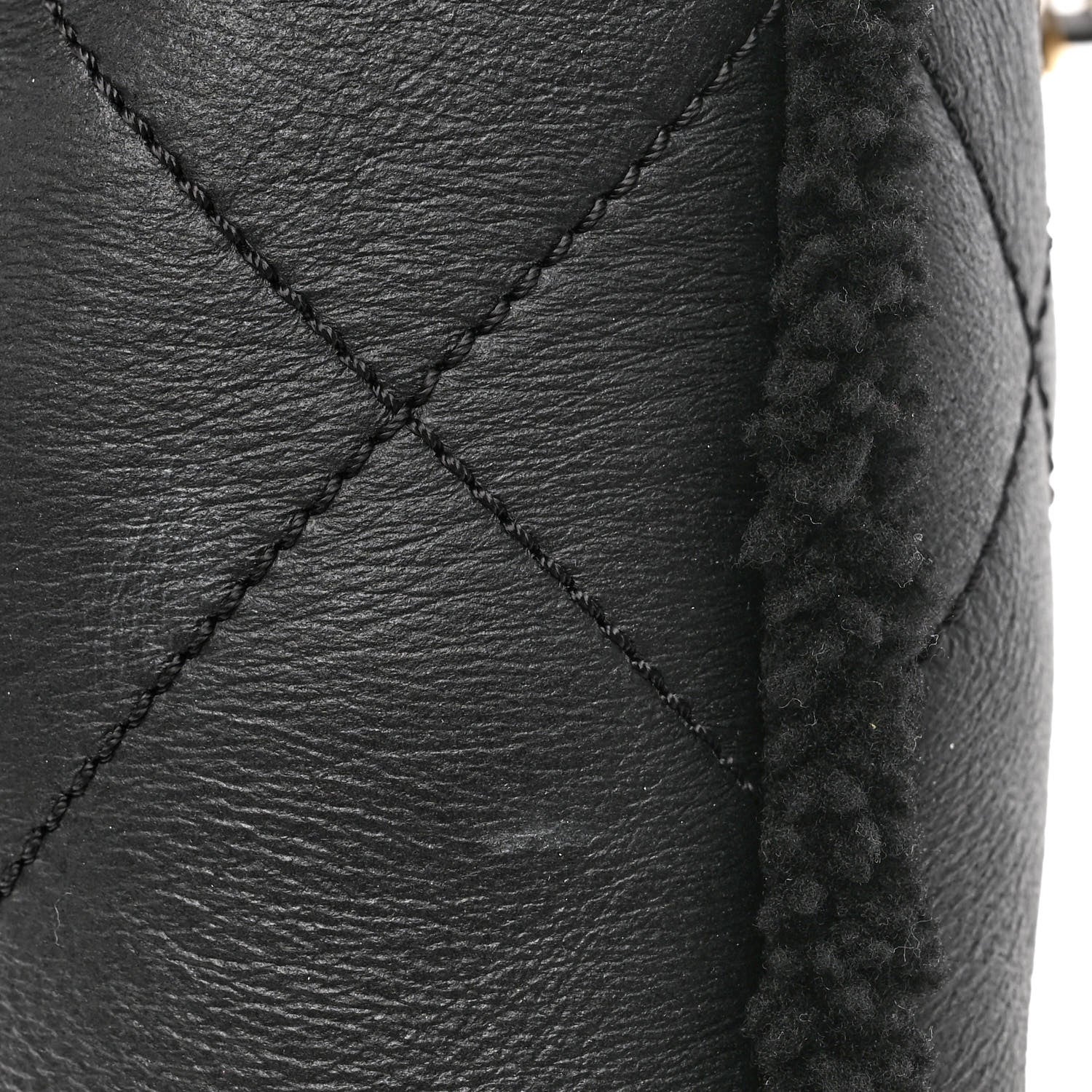 Chanel Aged Lambskin Shearling Quilted Small Chanel 22 Black