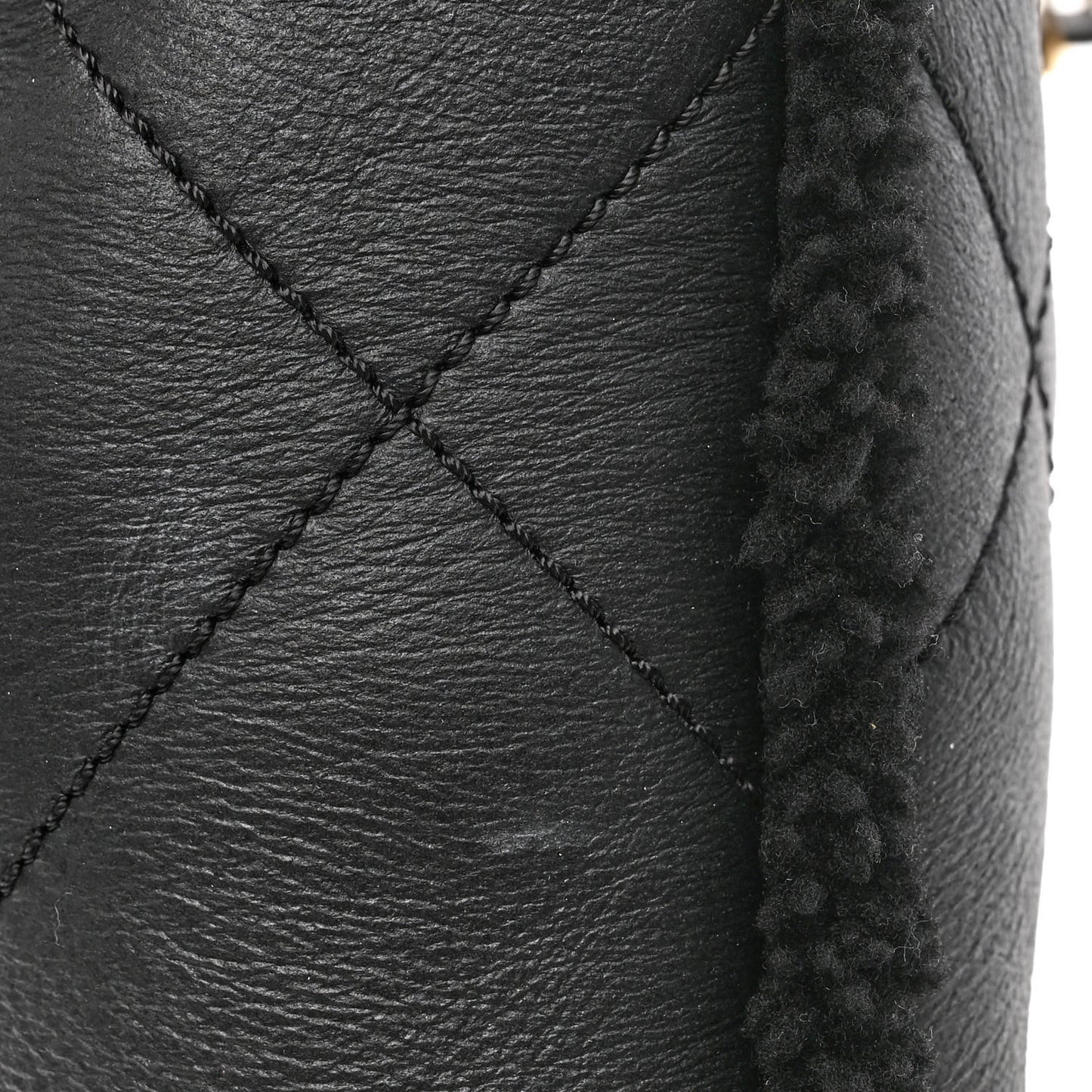 Aged Lambskin Shearling Quilted Small Chanel 22 Black
