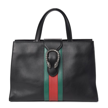 Gucci Calfskin Web Stripe Large Dionysus Tote Bag Black 1 of 11