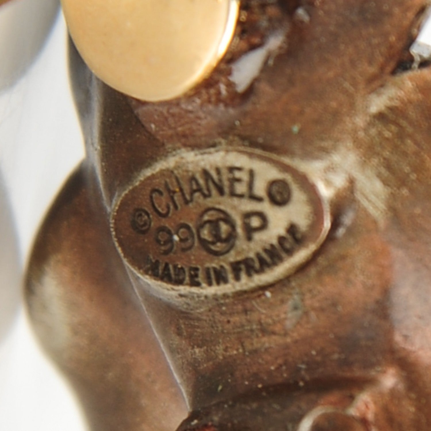 Chanel 14K Gold and Bronze Camellia CC Earrings 4 of 5