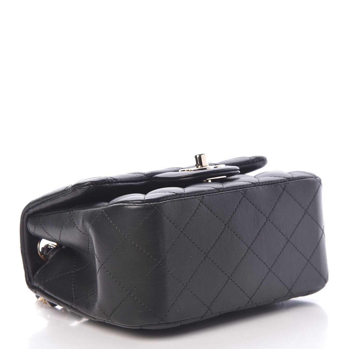 Lambskin Quilted Mini Square Flap Black