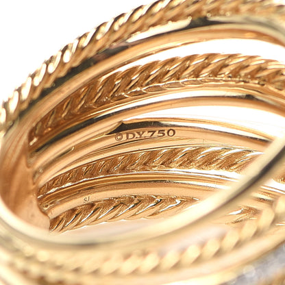 David Yurman 18K Yellow Gold Diamond 18mm Wide Crossover Ring 54 7 4 of 4