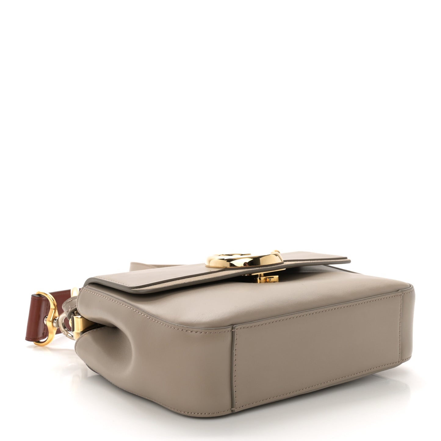 Shiny Calfskin Suede Small C Double Carry Bag Motty Grey