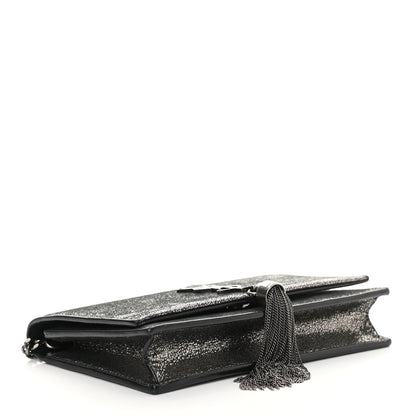 Saint Laurent Metallic Calfskin Classic Monogram Kate Tassel Chain Wallet Gun Metal 4 of 17