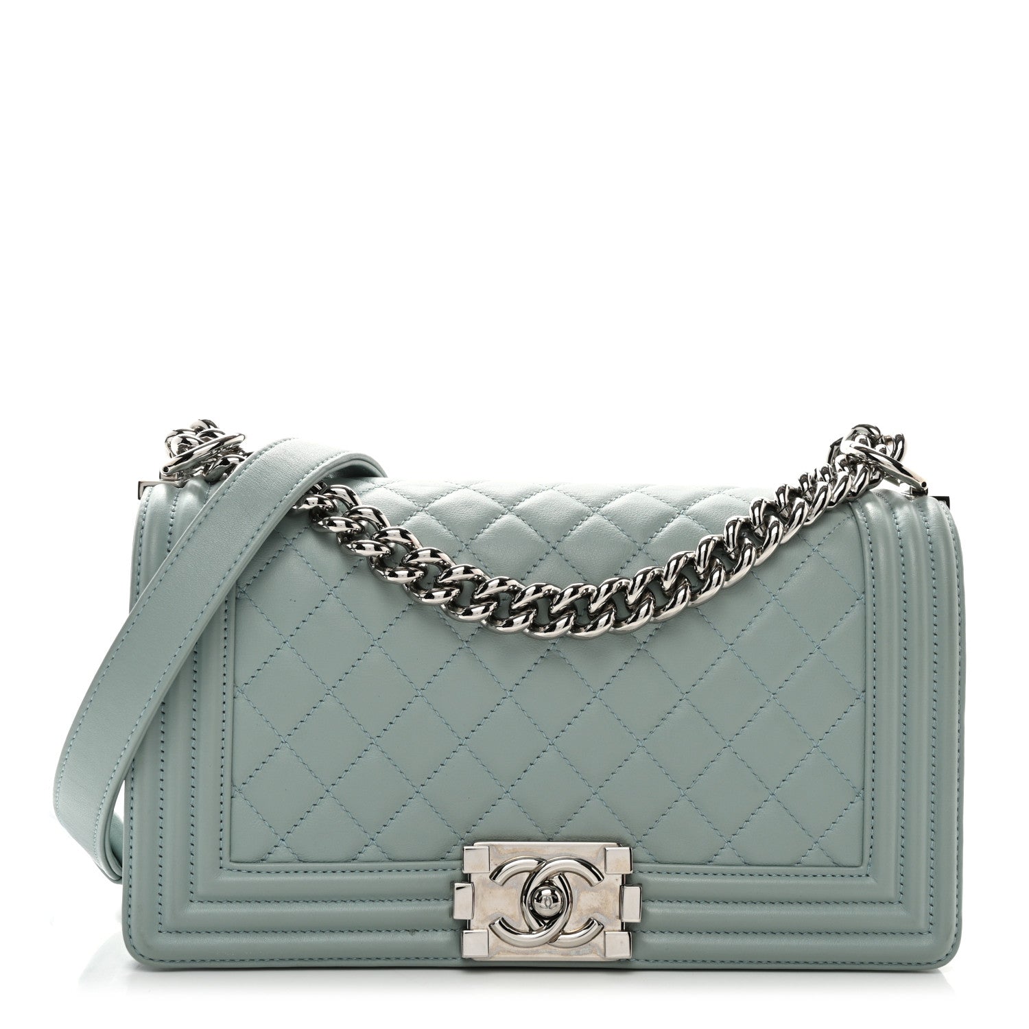 Chanel Lambskin Quilted Medium Boy Flap Light Blue 1 of 11