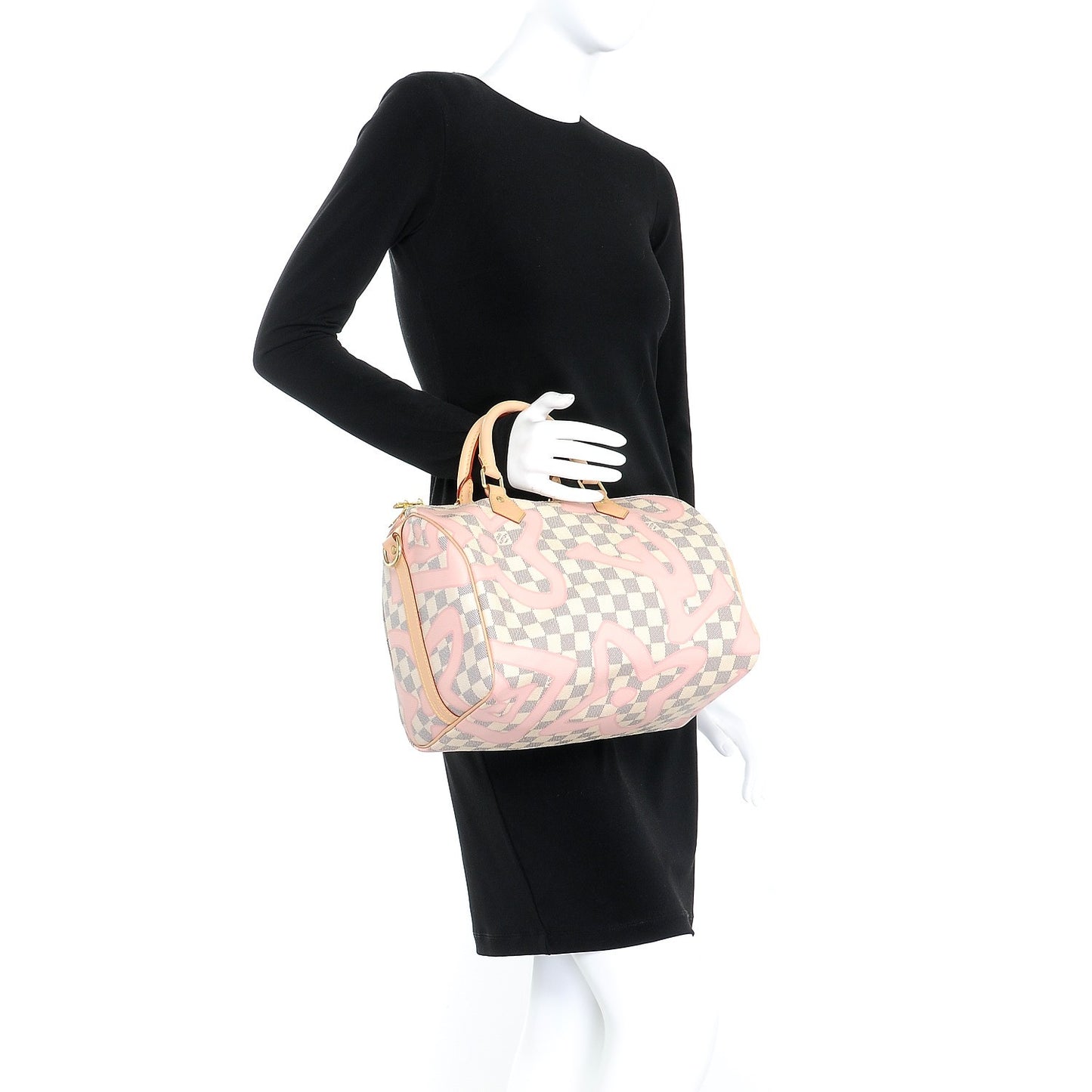Damier Azur Tahitienne Speedy Bandouliere 30 Rose Ballerine