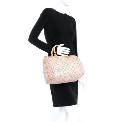 Louis Vuitton Damier Azur Tahitienne Speedy Bandouliere 30 Rose Ballerine 5 of 14