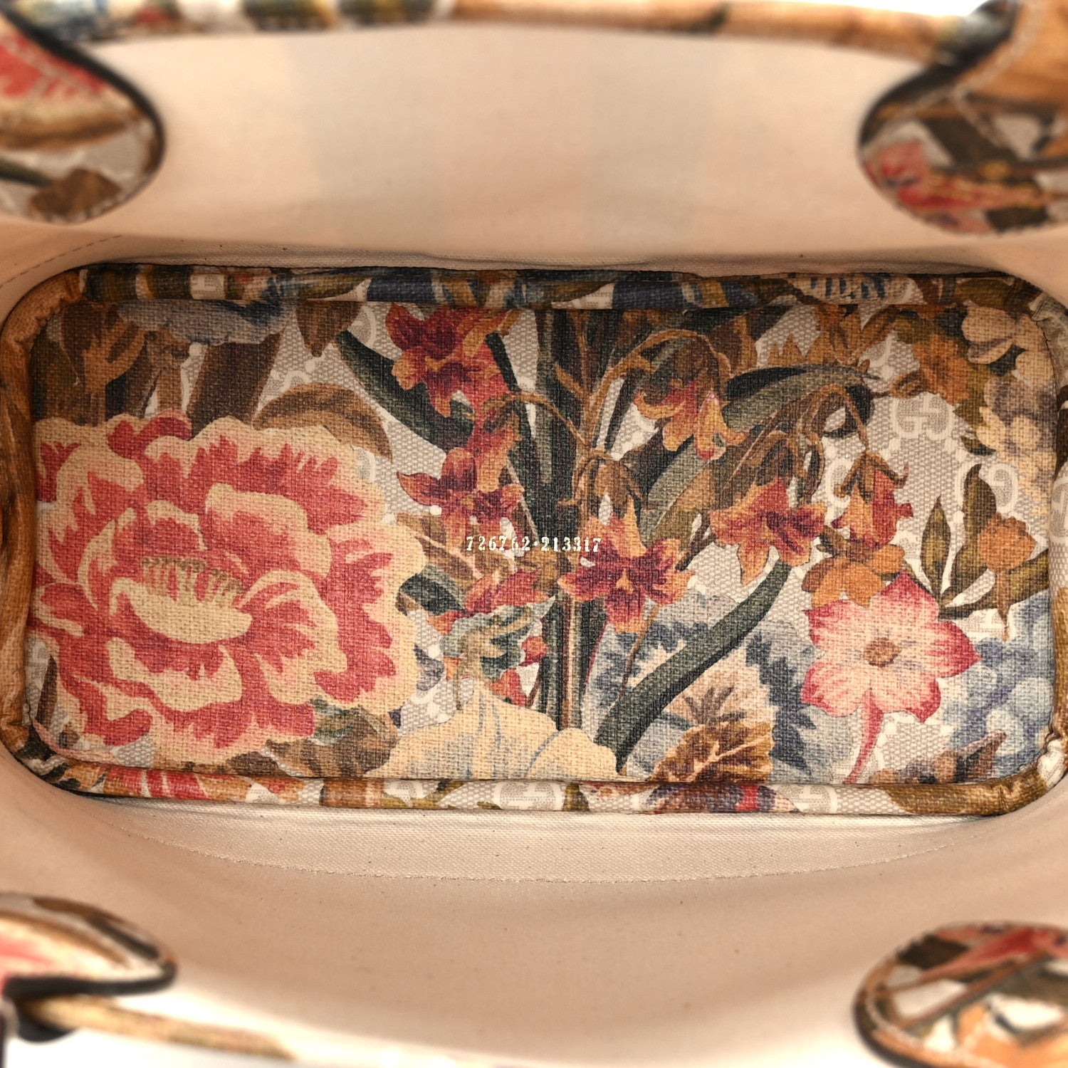 Gucci GG Supreme Monogram Water Flora Web Small Ophidia Tote Beige White Multicolor 5 of 11