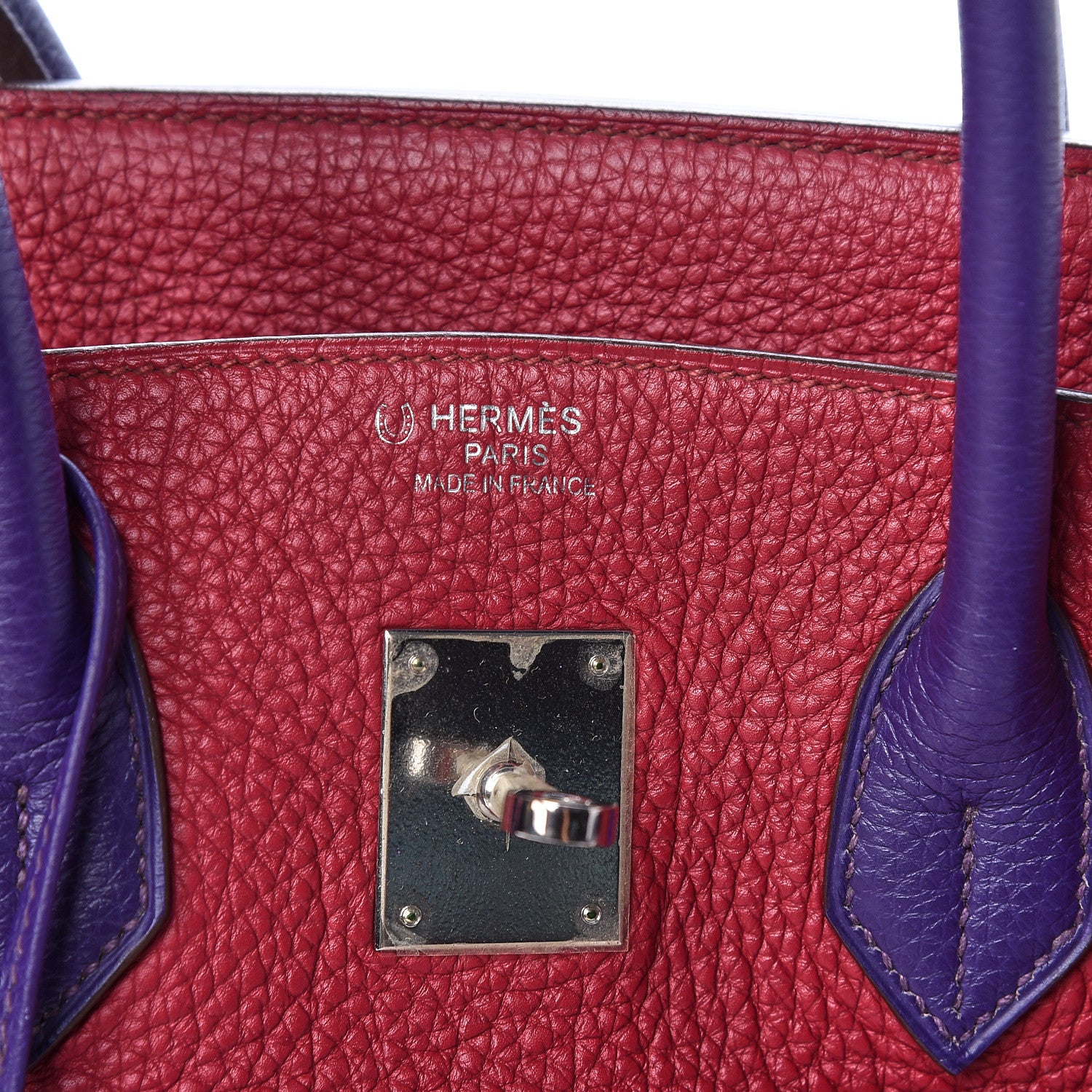 Hermes Togo Bi Color Horseshoe Birkin 35 Iris Rubis 9 of 14