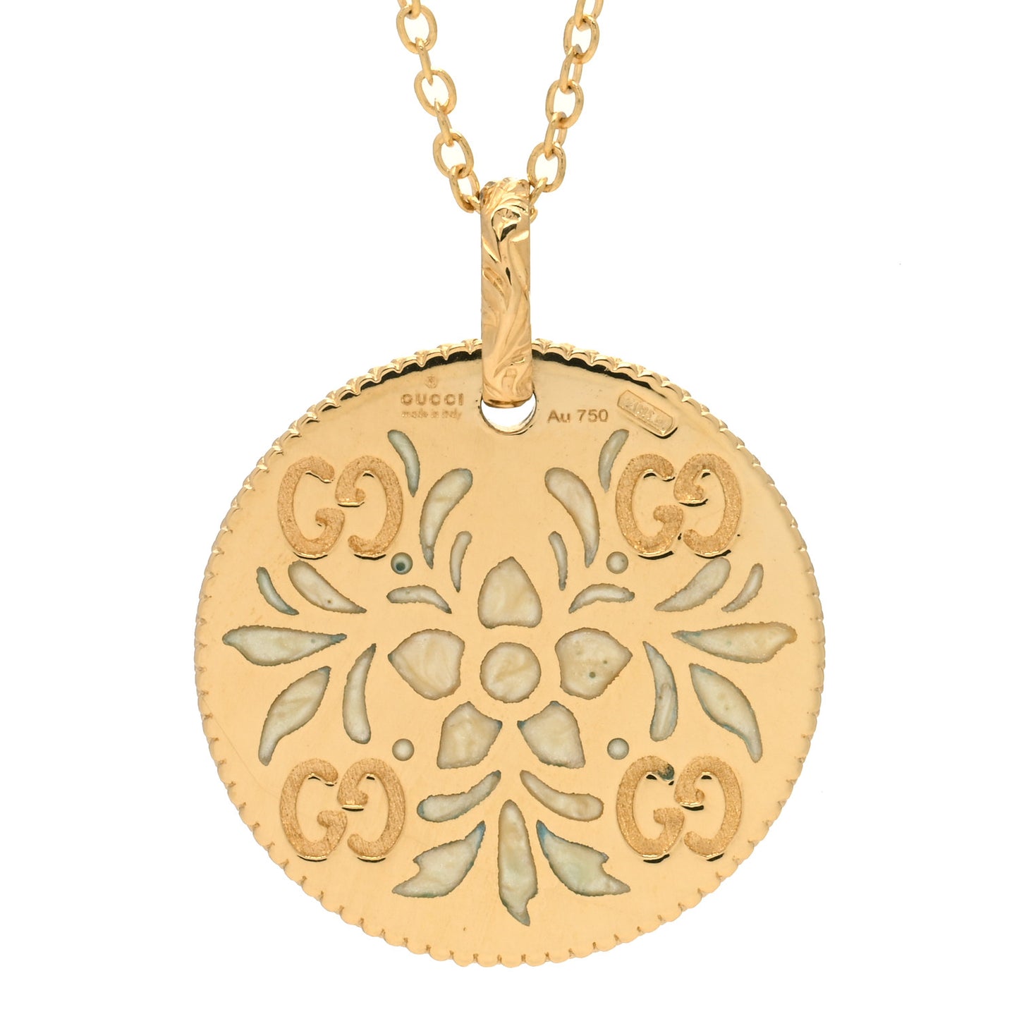 18K Yellow Gold Enamel Icon Blooms Necklace