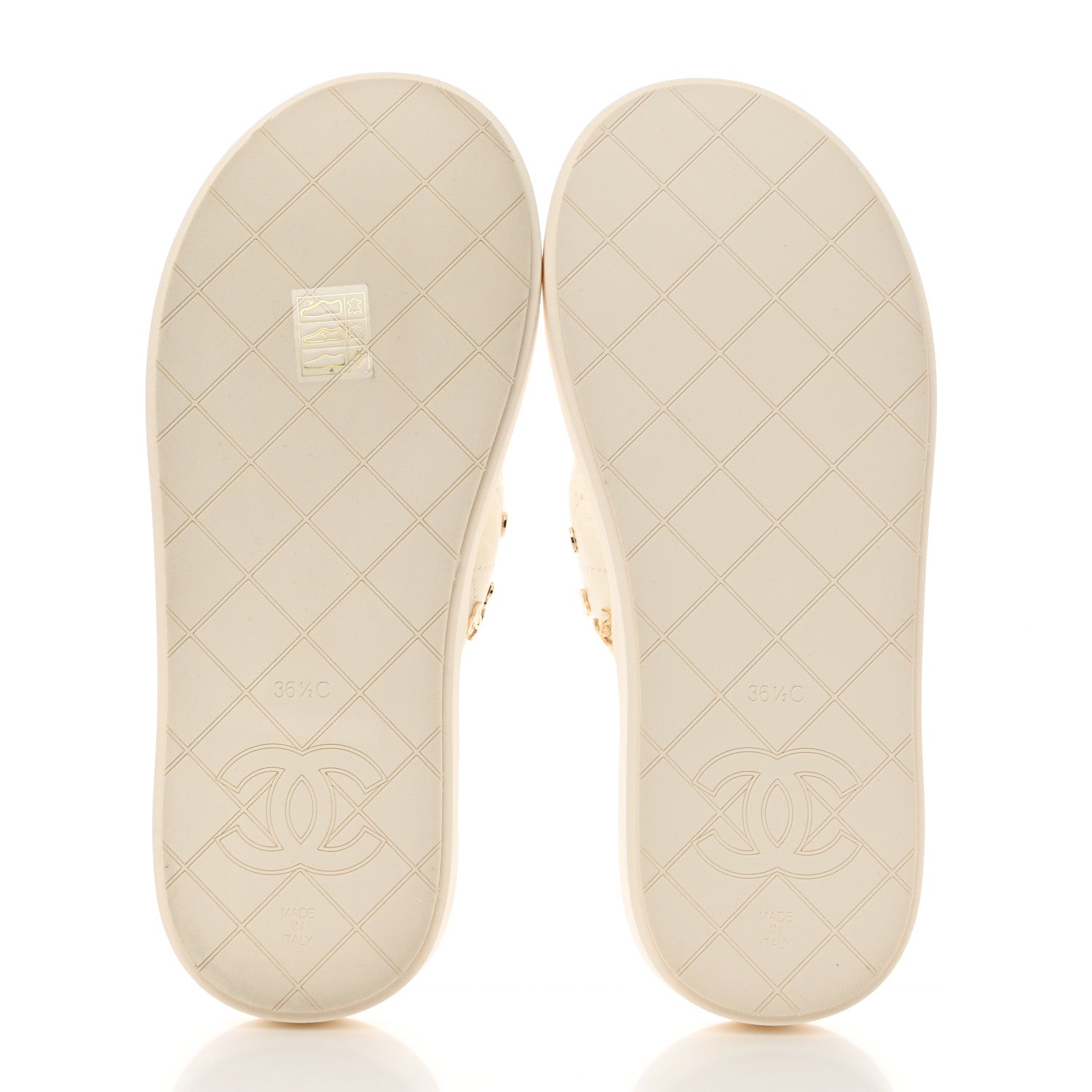 Chanel Lambskin Quilted Padded Charms Thong Sandals 36.5 White 6 of 8