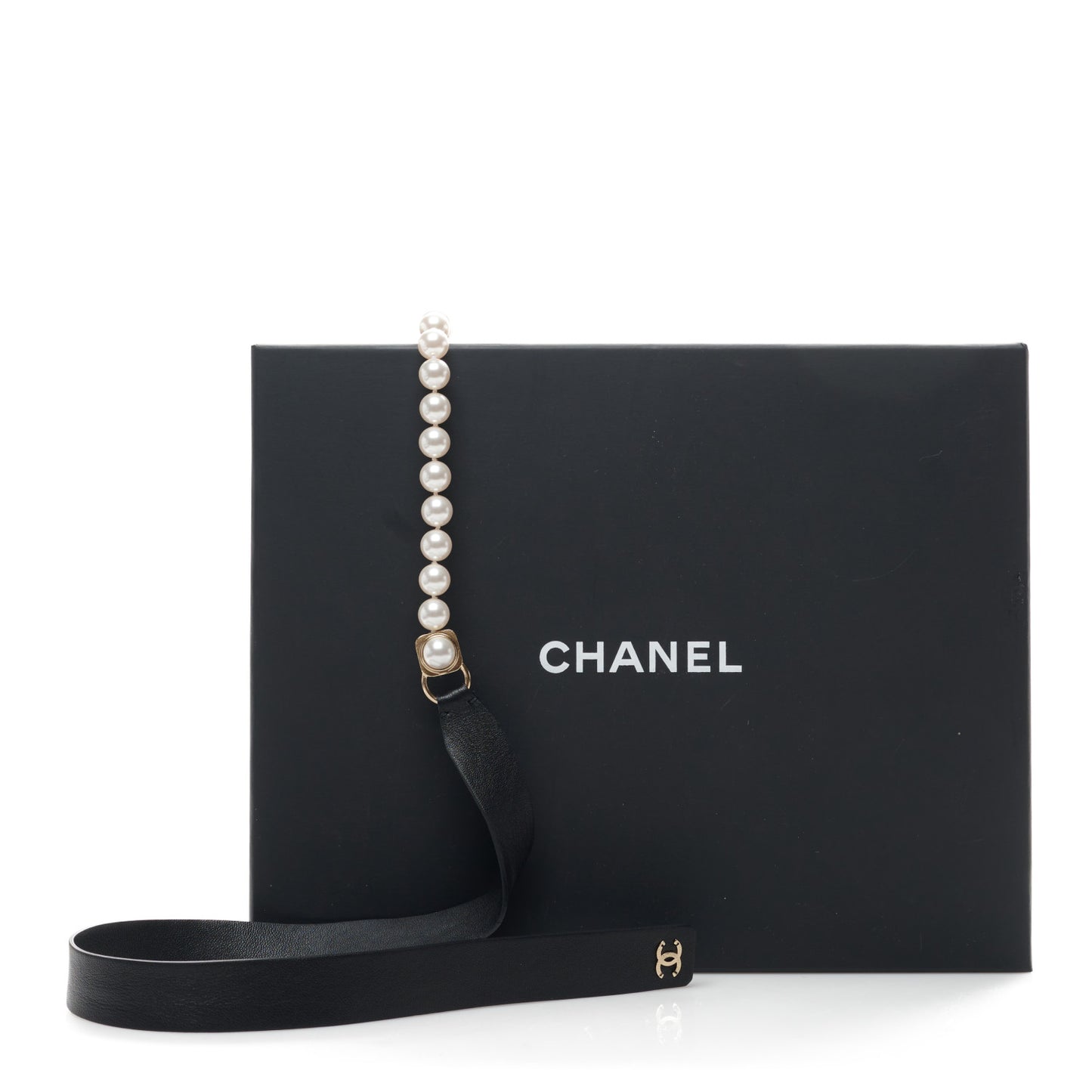 Lambskin Pearl CC Chain Belt S Black