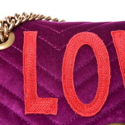 Gucci Velvet Matelasse Loved Embroidered Medium GG Marmont Shoulder Bag Fuchsia Violet Cyclamen 9 of 9