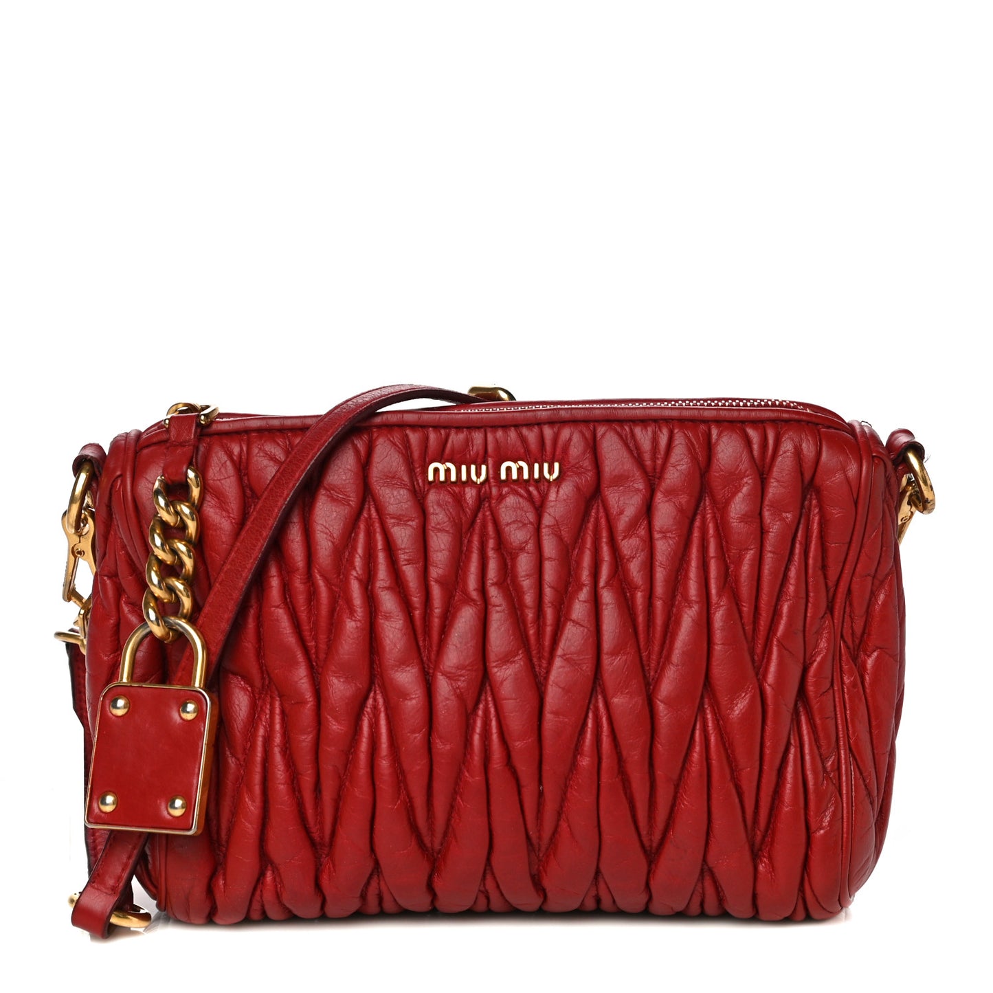 Nappa Matelasse Crossbody Clutch Rubino
