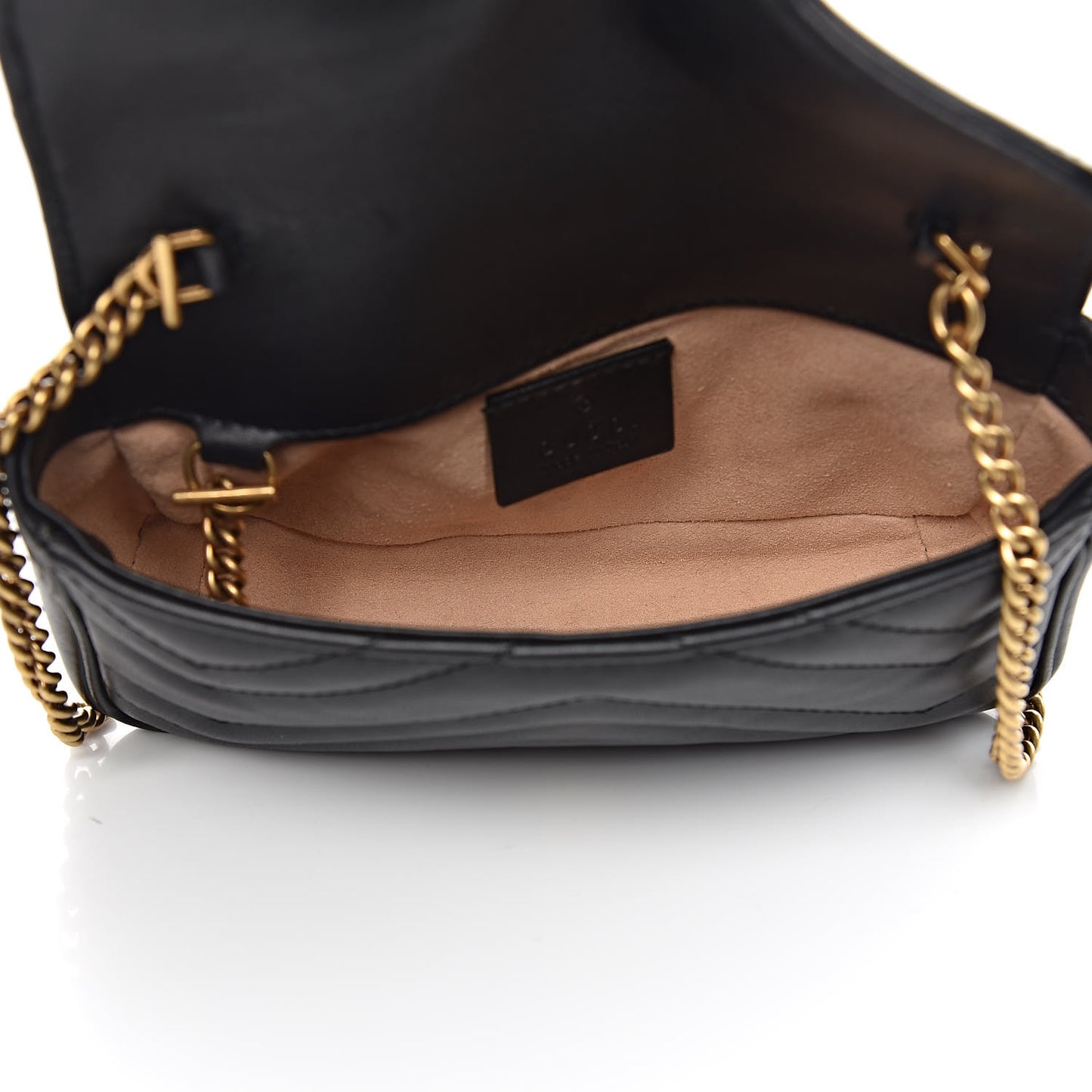 Calfskin Matelasse Super Mini GG Marmont Shoulder Bag Black