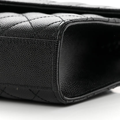 Saint Laurent Grain De Poudre Textured Mixed Matelasse Triquilt Small Monogram Monochrome Satchel Black 9 of 10