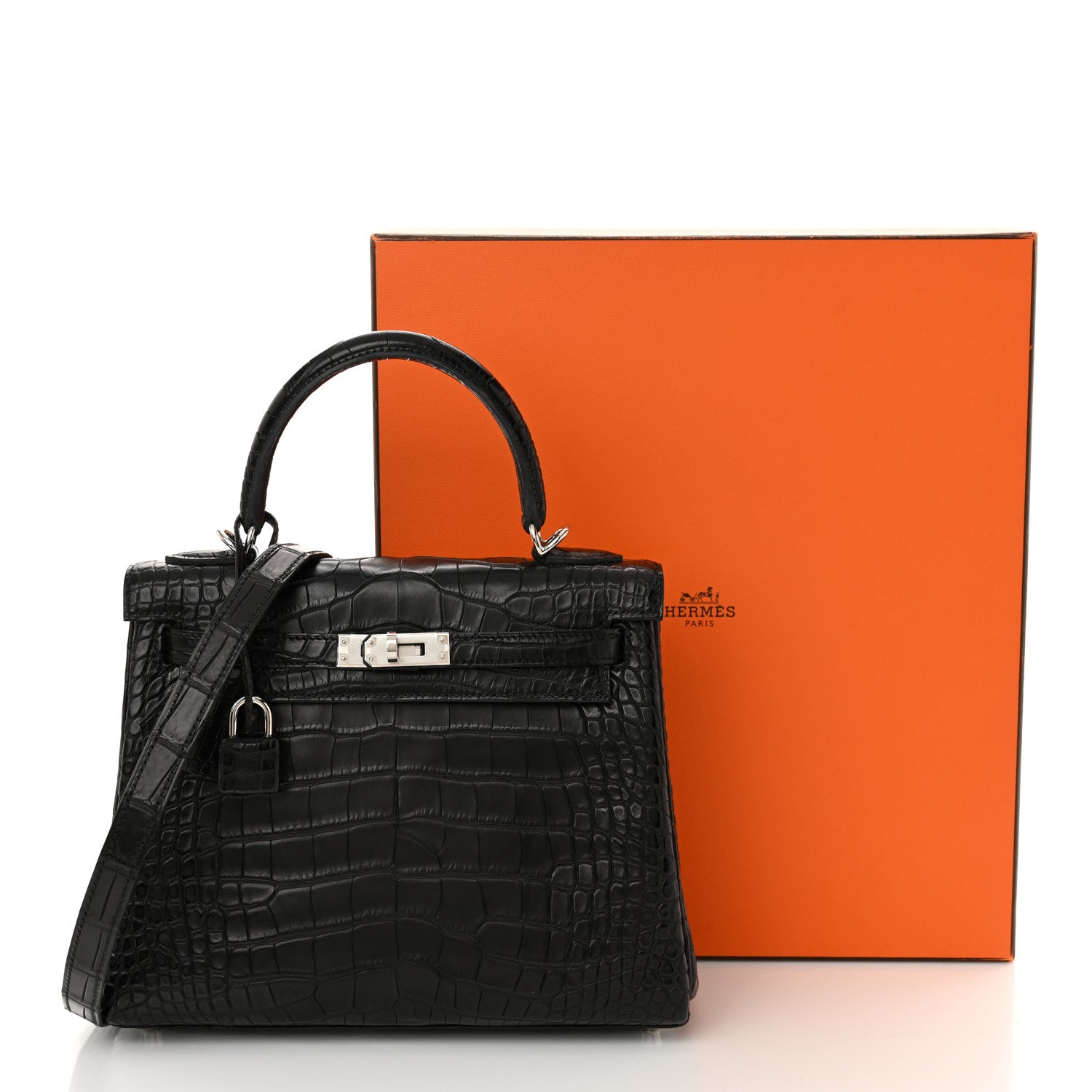 Hermes Matte Alligator Kelly Retourne 25 Black 15 of 15