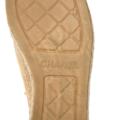 Chanel Suede Pearl CC Espadrilles 35 Beige Black 6 of 11