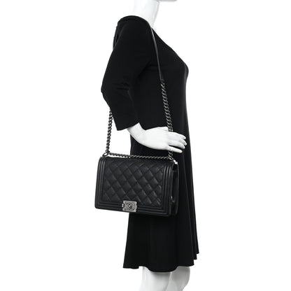 Chanel Calfskin Quilted Double Stitch New Medium Boy Flap Black 2 of 16