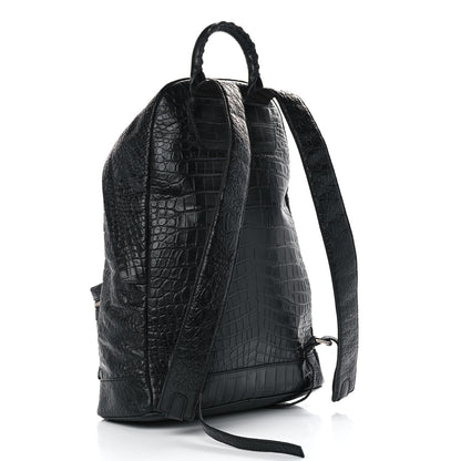Balenciaga Calfskin Crocodile Classic Hardware Embossed Backpack Black 3 of 12