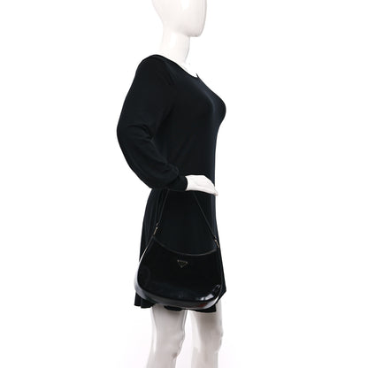 Prada Spazzolato Cleo Shoulder Bag Black 2 of 8
